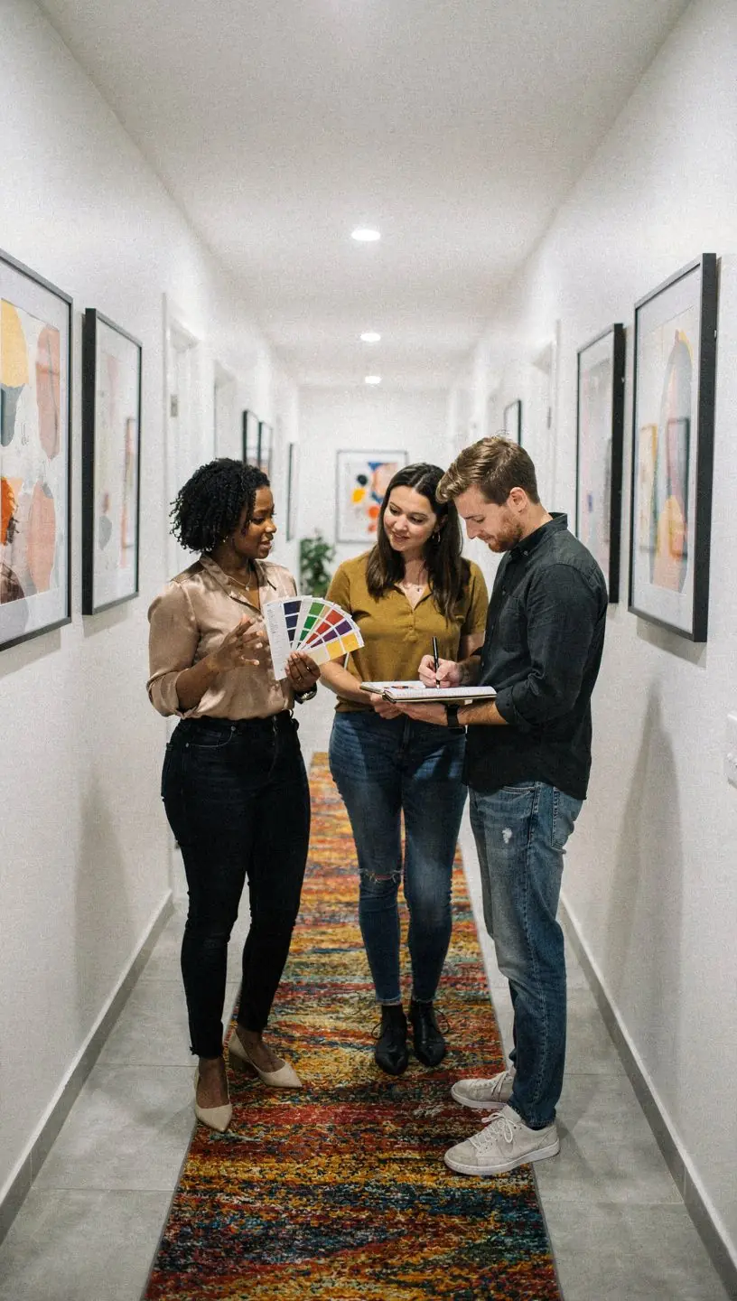 Уютная гостиная с мягким диваном и стильными декоративными элементами